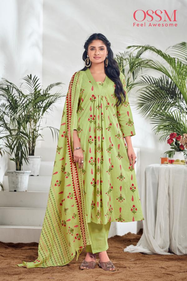 Ossm Summer Shades Cotton Printed Kurti Bottom With Dupatta